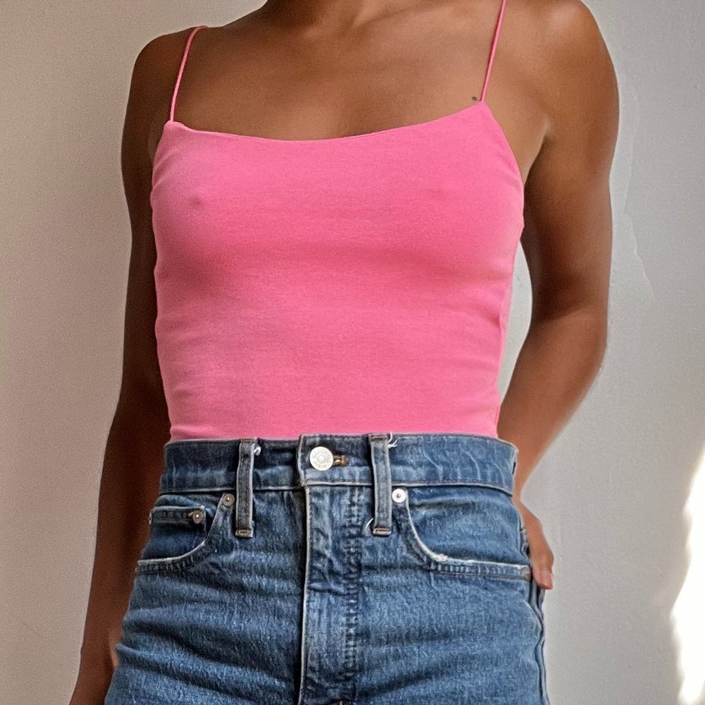 H&M pink jersey tank top